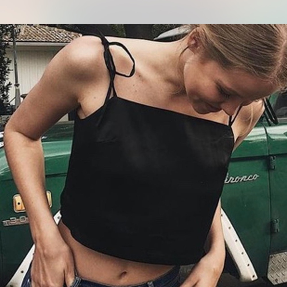 Brandy Melville Black Satin Camisole Top